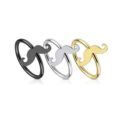 Šperky eshop piercing do nosu z chirurgické oceli lesklý kroužek s knírkem PC24.17 stříbrná