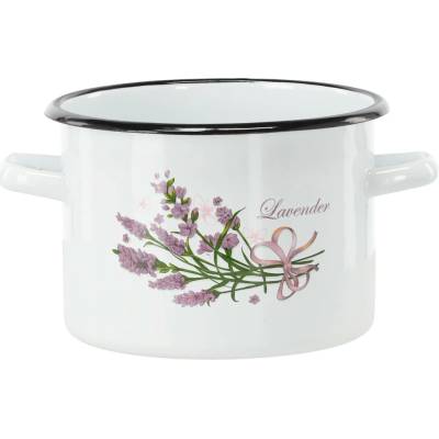 Pro-Tech shop Smaltovaný hrnec 3l 18cm bílý dekor levandule 81345