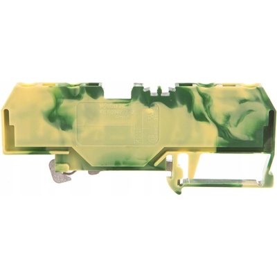 WAGO Svorka 281-657 4vodičová, pro ochranný vodič, na DIN lištu 35 × 15 a 35 × 7,5, CAGE CLAMP®, 4,00 mm², zelenožlutá 281-657