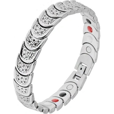 Šperky Eshop ocelový stříbrné barvy půlkruhy motiv kuliček magnety SP23.16
