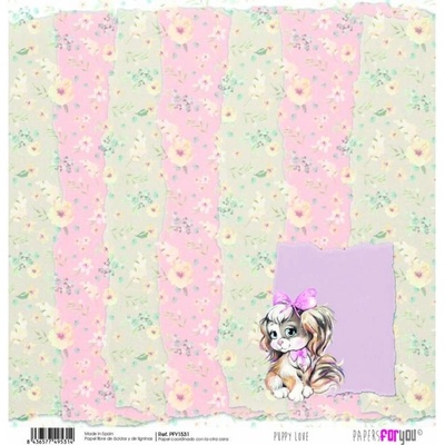 Scrapbookový papír ŠTĚNĚCÍ LÁSKA - Scrap paper PUPPY LOVE