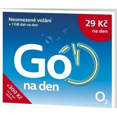 SIM karta O2 s tarifem GO na den - kredit 50 Kč