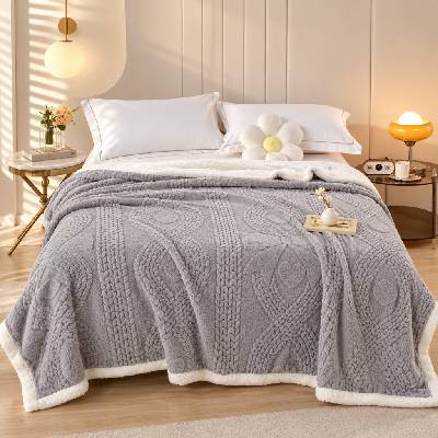 TiaHome Deka Flower luxury baranková z mikroplyšu sivá 200x230