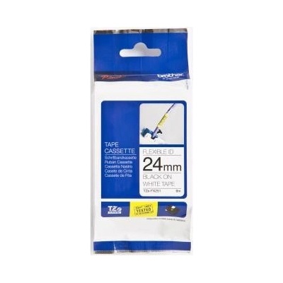 Brother originální páska do tiskárny štítků, Brother, TZE-FX251, černý tisk/bílý podklad, laminovaná, 8m, 24mm, flexibil