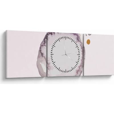 Obraz - Fialový minimalizmus N⁰4 (s hodinami), trojdielne 90x30 cm s hodinami