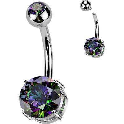 Steel Edge Titanový piercing do pupíku SETIN60ST Fialovo-zelená
