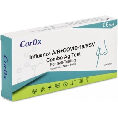 CorDX Influenza A/B + Covid-19/RS virus Combo Ag Test 1 ks