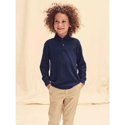Fruit of the Loom Navy blue long sleeve polo shirt modrá