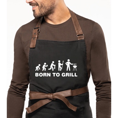 Kariban Zástěra na grilování Exclusive Born to Grill Černá Black
