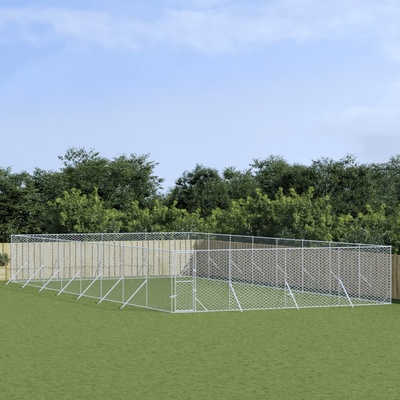 vidaXL Venkovní psí kotec stříbrný 800 x 1600 x 200 cm