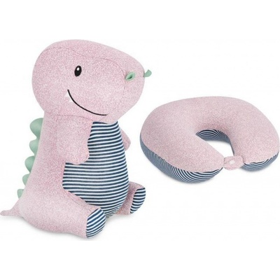 Spokey Cuddly cestovný vankúš a plyšová hračka 2 v 1 Hrošík 30cm