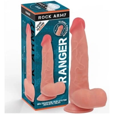 ROCKARMY Tekuté silikónové realistické dildo 22 cm 3,6 cm