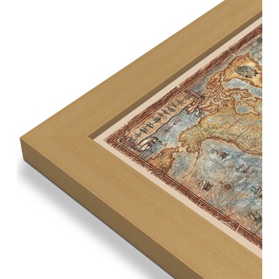 RayWorld Svět - nástěnná mapa Ray World 136 x 92 cm Varianta: mapa v dřevěném rámu, Provedení: Pegi jádro ořechu
