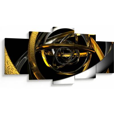 Obraz modernej abstrakcie (s hodinami), päťdielne 150x80 cm s hodinami