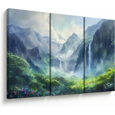 Obraz - Údolie vodopádov, trojdielne 120x80 cm