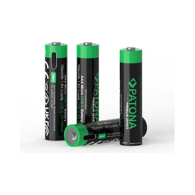 PATONA nabíjecí baterie AAA/LR03 Li-Pol 500mAh 1,5V s USB-C nabíjením, 4ks v balení