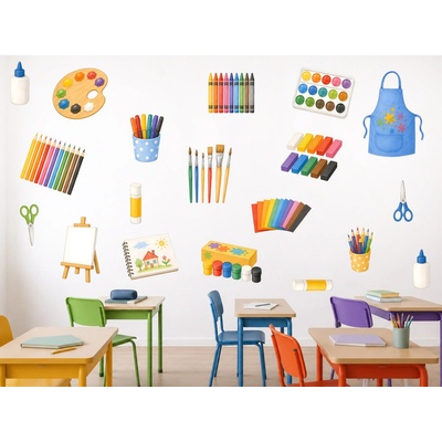 Nalepte.cz Škola výtvarná výchova samolepky na zeď do třídy arch 73 x 75 cm – Hledejceny.cz