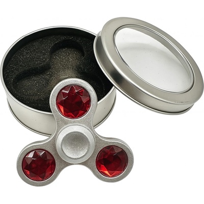 Stříbrný fidget spinner HQ červený diamant