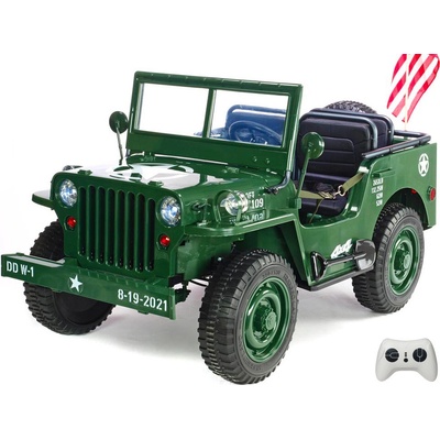 Andos Třímístné elektrické autíčko Džíp Willys zelená