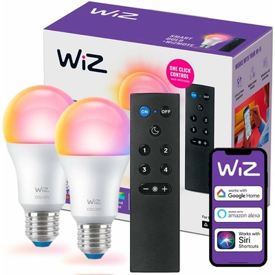 Philips Wiz Colors 8720169074972 LED žiarovka E27 A60 8,5W/806lm 2200-6500K+RGB 2-set + diaľkový ovládač
