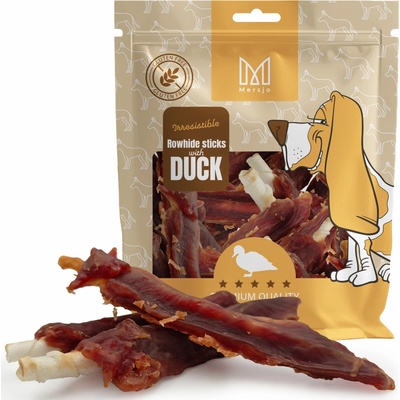 Pochoutka pro psy Tyčinky ze syrové kůže s filetem z kachních prsou Mersjo 500 g