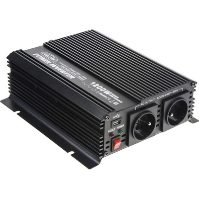 Měnič napětí z 24, 230V + USB, 1200W, 351224