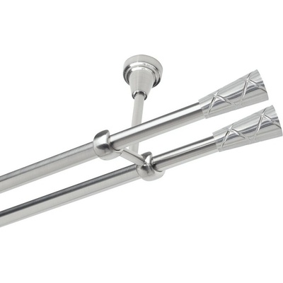 OK-GarnýžeCZ Garnýž kovová dvouřadá 19mm Trapezium double nerez 410 cm do stěny / na tunýlek - bez kroužků