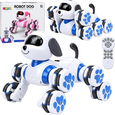 LEAN Toys Interaktívny robotický pes na diaľkové ovládanie s 8 kolesami a LED