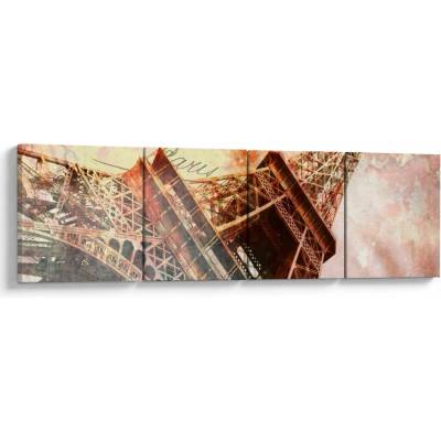 Obraz - Eiffelova veža vo vintage štýle, štvordielne 160x40 cm