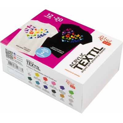 Rosa Talent farby na textil set 12 ks 20 ml heart