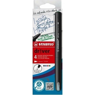 Jemný liner STABILO dr!ver - fine, sada 4 ks