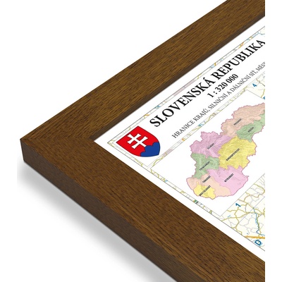 Excart Maps Slovensko - nástěnná mapa PSČ 135 x 90 cm Varianta: mapa v dřevěném rámu, Provedení: Pegi tmavý ořech