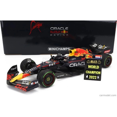Minichamps Red bull F1 Rb18 Team Oracle Red Bull Racing N 1 World Champion Winner Japan Gp With Pit Board 2022 Max Verstappen Matná modrá žltá červená 1:18