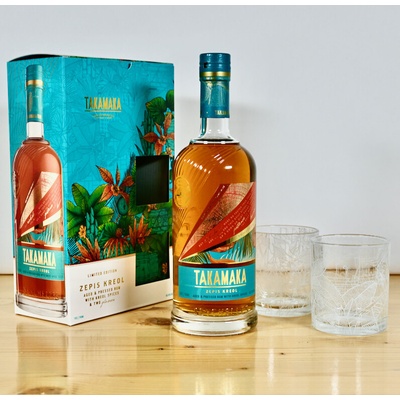 Takamaka Rum Zepis Kreol 43% 0,7 l (dárkové balení 2 sklenice)