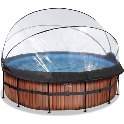 Exit Toys Frame s pieskovou filtráciou, kupolou tepelným čerpadlom 427x122 cm Drevo