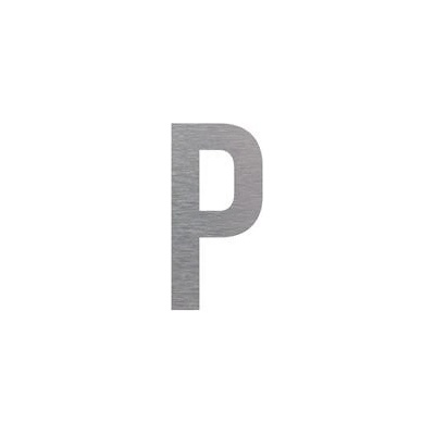 Označení budov - písmeno - P, hliníková tabulka, výška 150 mm