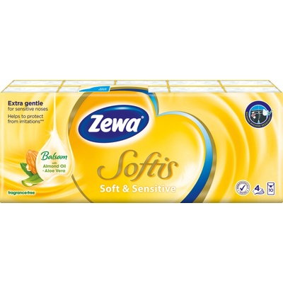 Zewa Softis Soft & Sensitive papierové vreckovky 4-vrstvové 10x9 ks