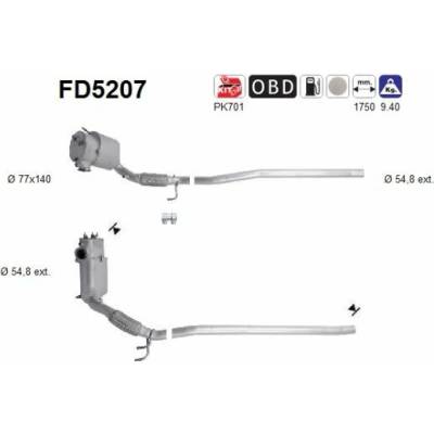 Filter sadzí pevných častíc výfukového systému AS FD5207
