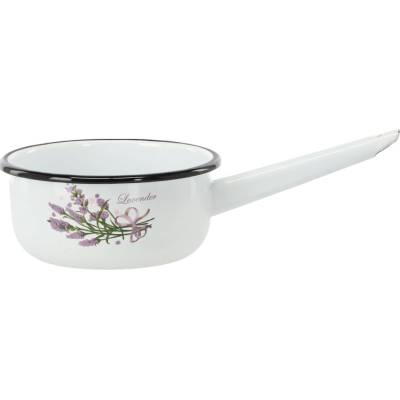 Pro-Tech shop Smaltovaný kastrol s rukojetí 1,5l 16cm bílý dekor levandule 81348