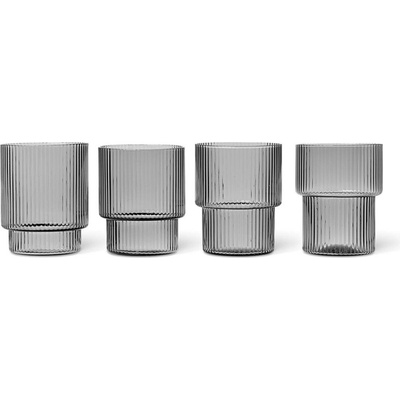 Sklenice na vodu RIPPLE 4 x šedá ferm LIVING 200 ml
