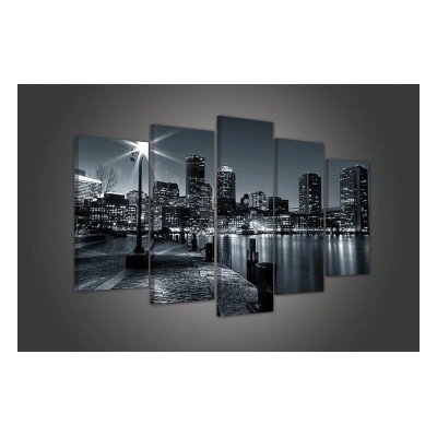 Obraz na plátne viacdielny - OB3397 - Lampa v meste čierno biely 100cm x 60cm - S17