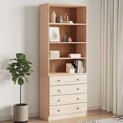 zahrada-XL Knihovna se zásuvkami ALTA 77x35x186,5 cm masivní borové dřevo