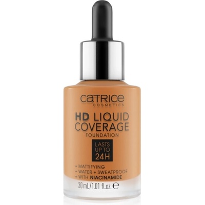 Catrice HD Liquid Coverage Foundation vodeodolný tekutý make-up s matným efektom 082 Warm Caramel 30 ml