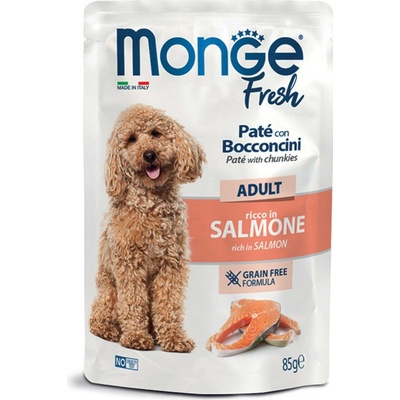 Monge Fresh Adult paštéta s kúskami lososa v kapsičke pre dospelých psov 85 g