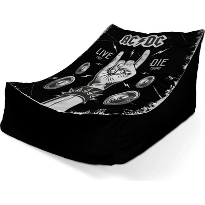 Sablio Sedací vak Lounge ACDC Live fast, die young 80 x 95 x 50 cm