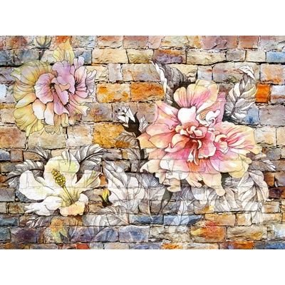 AG Design FTNXXL-1227 vliesová fototapeta Květiny na kamenné stěně rozměry 360 x 270 cm