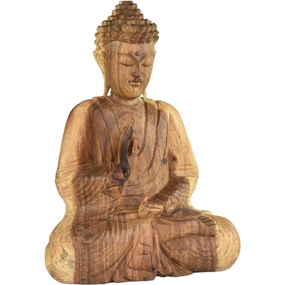 Dřevěná soška Buddha 30 cm natural - Vitarka mudra - učení - var. B