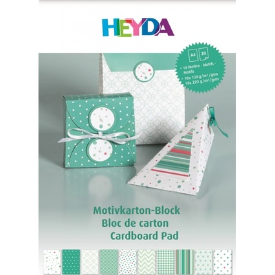 Heyda Kanorg Blok barevných papírů s motivy 20 listů A4 100g/220g tyrkysový mix