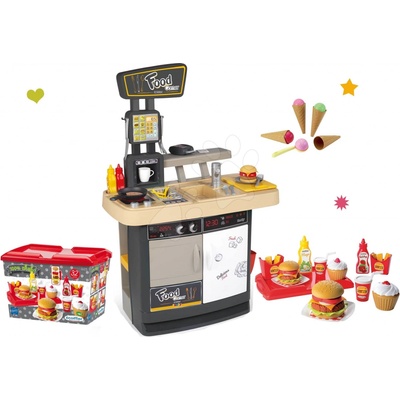 Smoby Food Corner set restaurace s kuchyňkou oboustranná s hamburger menu z McDonaldu a zmrzlina