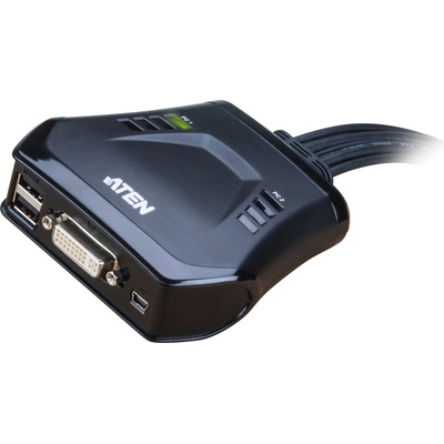 Aten CS-22D 2-port DVI KVM USB mini, integrované kabely